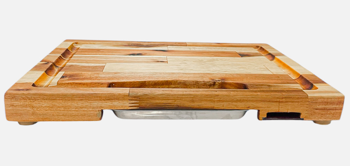 Butcher Block cutting board with Juice tray insert