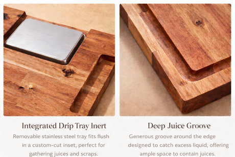 Butcher Block cutting board with Juice tray insert
